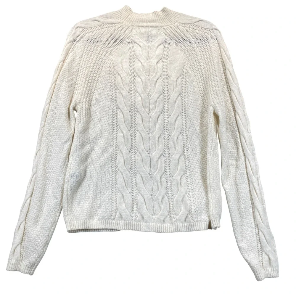 Banana Republic Recycled Wool Cable Knit Mock‎ Neck Sweater Cream Women's Medium